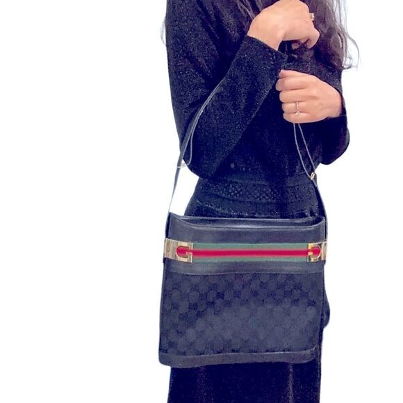 Gucci black Gg horse bit web shoulder bag - Picture 4 of 16